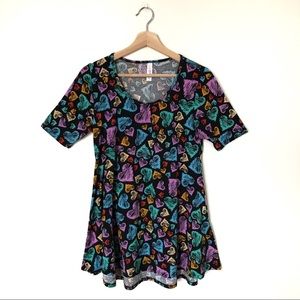 Lularoe Black Perfect T with hearts size XS